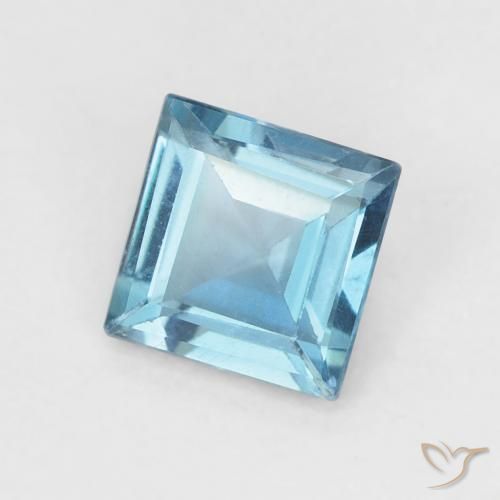 Topaze Bleu Londres naturelle Carré, 0.64 ct, VVS