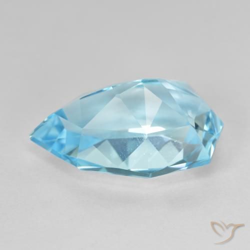 Topaze Bleu Suisse naturelle En forme de poire, 11.95 ct, VVS