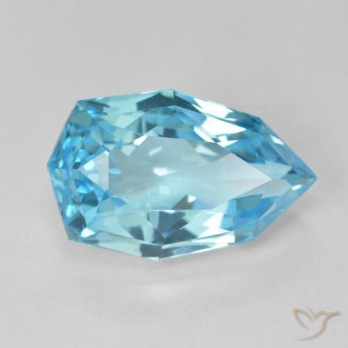 Topaze Bleu Suisse naturelle En forme de poire, 10.90 ct, VVS