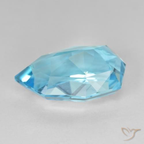 Topaze Bleu Suisse naturelle En forme de poire, 10.90 ct, VVS