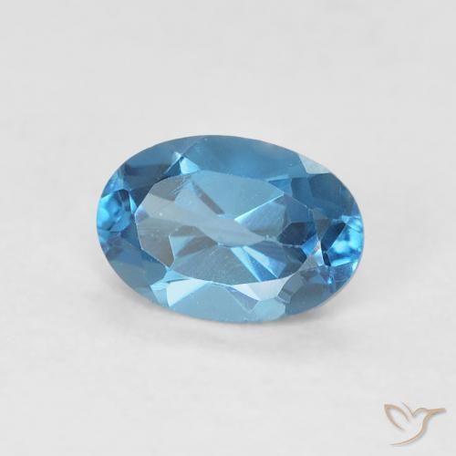 Topaze Bleu Londres naturelle ovale, 0.61 ct, VVS-VS