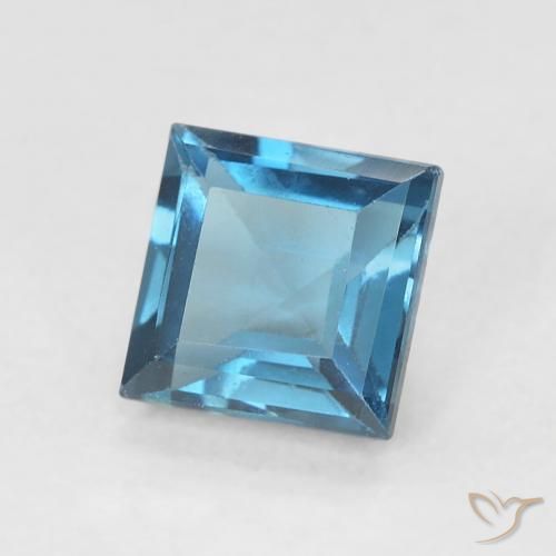 Topaze Bleu Londres naturelle Carré, 0.80 ct, VVS-VS