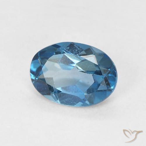 Topaze Bleu Londres naturelle ovale, 0.80 ct, VVS-VS