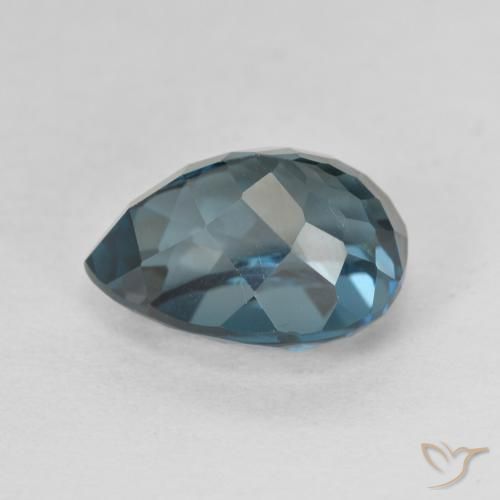 Topaze Bleu Londres naturelle En forme de poire, 5.89 ct, VVS-VS