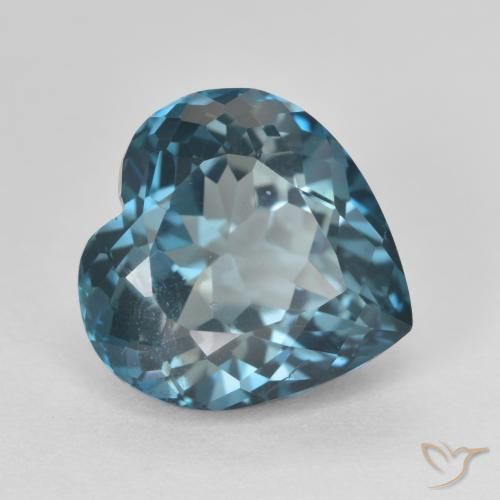 Topaze Bleu Londres naturelle Cœur, 5.87 ct, VS