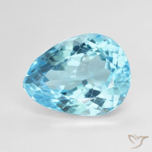 9.63ct Naturel Bleu ciel Topaze, En forme de poire, VVS