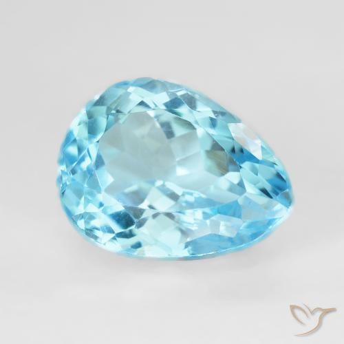 Topaze Bleu ciel naturelle En forme de poire, 9.63 ct, VVS