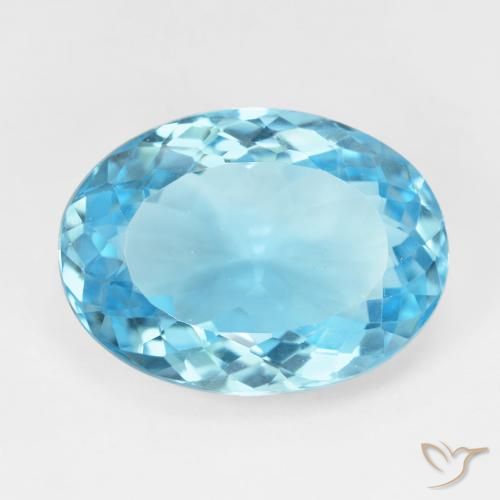 Topaze Bleu Suisse naturelle ovale, 16.90 ct, VVS-VS