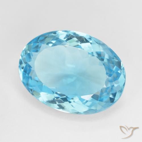 Topaze Bleu Suisse naturelle ovale, 16.90 ct, VVS-VS