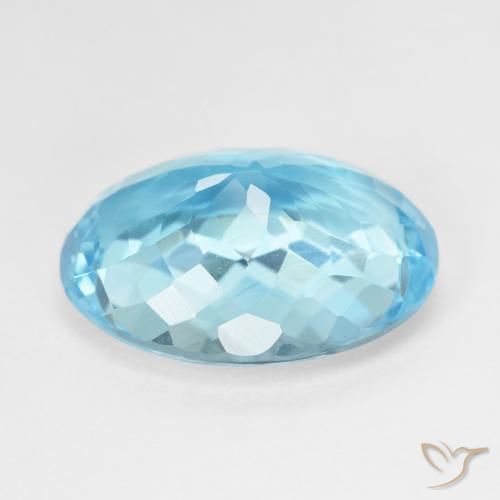 Topaze Bleu Suisse naturelle ovale, 16.90 ct, VVS-VS