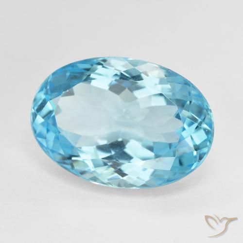 Topaze Bleu Suisse naturelle ovale, 15.02 ct, VVS-VS