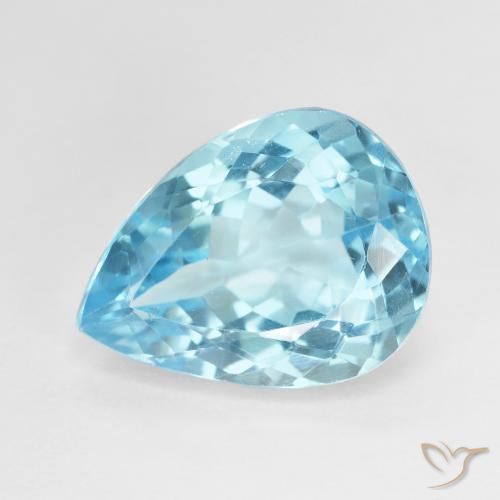 Topaze bleue naturelle en forme de poire, 9,29 ct, VVS-VS