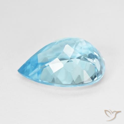 Topaze bleue naturelle en forme de poire, 9,29 ct, VVS-VS