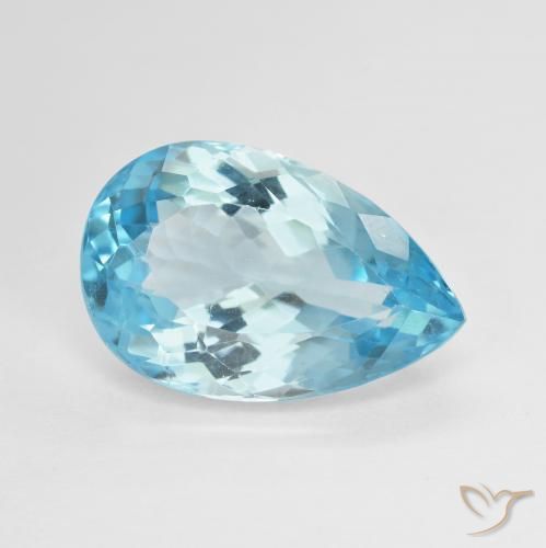 Topaze Bleu Suisse naturelle En forme de poire, 12.40 ct, VVS-VS