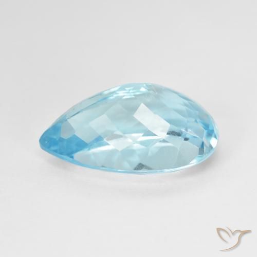 Topaze Bleu Suisse naturelle En forme de poire, 12.40 ct, VVS-VS
