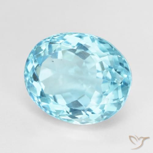 Topaze Bleu Suisse naturelle ovale, 13.82 ct, VVS-VS