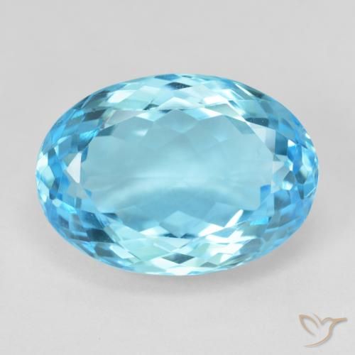 Topaze Bleu Suisse naturelle ovale, 14.91 ct, VVS