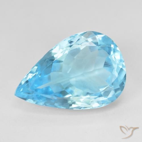 Topaze Bleu Suisse naturelle En forme de poire, 16.95 ct, VVS