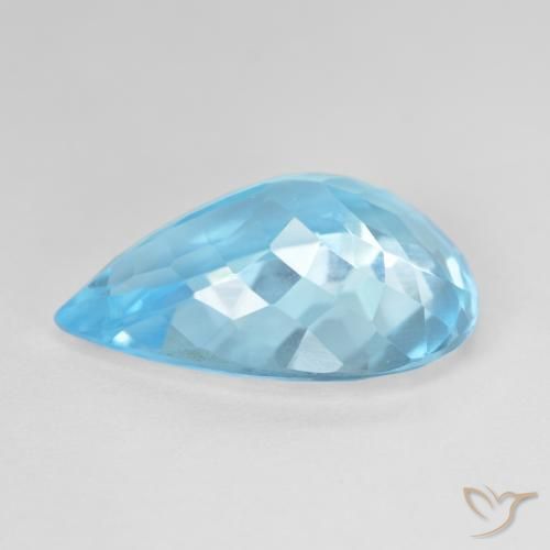 Topaze Bleu Suisse naturelle En forme de poire, 16.95 ct, VVS