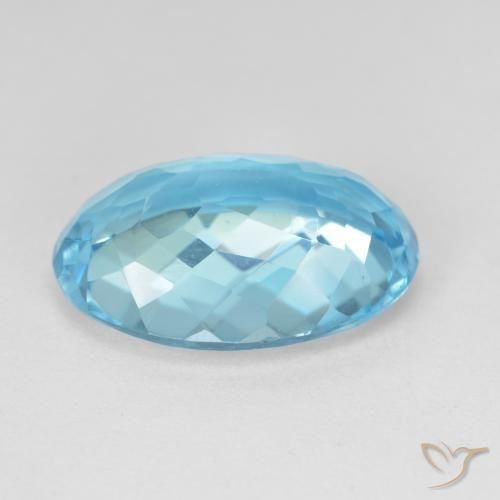 Topaze Bleu Suisse naturelle ovale, 10.59 ct, VVS