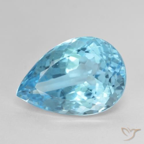 12.53ct Naturel Bleu Suisse Topaze, En forme de poire, VVS