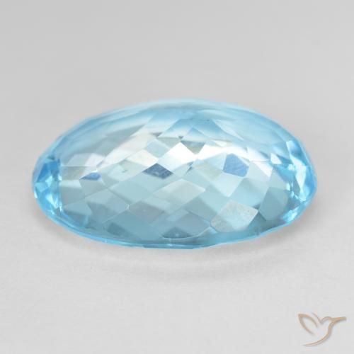 Topaze Bleu Suisse naturelle ovale, 15.69 ct, VVS