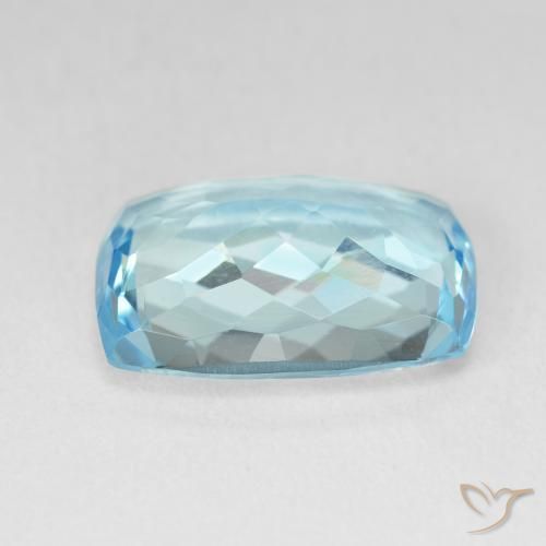 Topaze Bleu Suisse naturelle Coussin, 9.61 ct, VVS