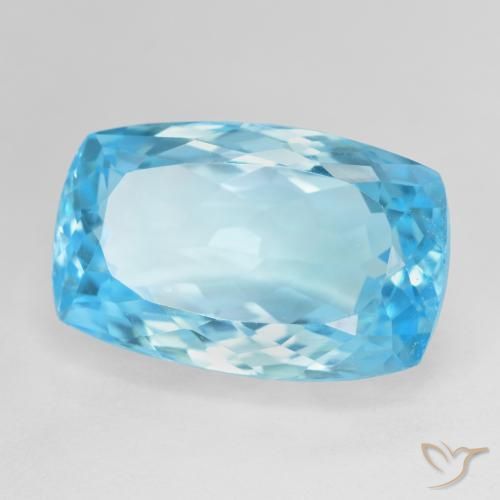 Topaze Bleu Suisse naturelle Coussin, 16.97 ct, VVS-VS