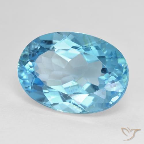 Topaze Bleu Suisse naturelle ovale, 16.90 ct, VVS-VS