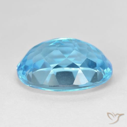 Topaze Bleu Suisse naturelle ovale, 16.90 ct, VVS-VS