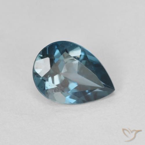 Topaze Bleu Londres naturelle En forme de poire, 0.80 ct, VVS-VS