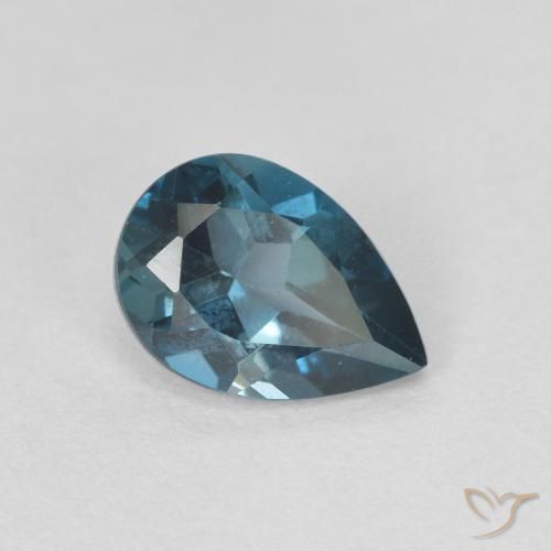 Topaze Bleu Londres naturelle En forme de poire, 0.80 ct, VVS-VS