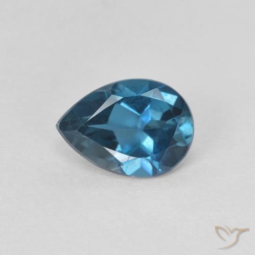 0.80ct Naturel Bleu Londres Topaze, En forme de poire, VVS-VS