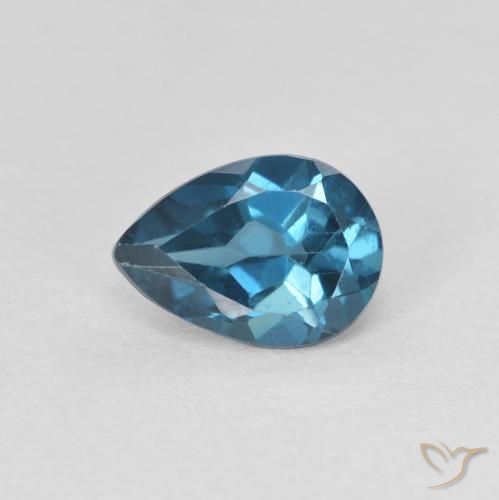 Topaze Bleu Londres naturelle En forme de poire, 0.92 ct, VS
