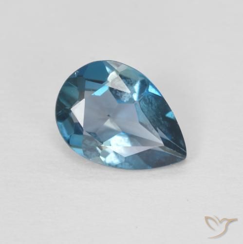 Topaze Bleu Londres naturelle En forme de poire, 0.74 ct, VVS