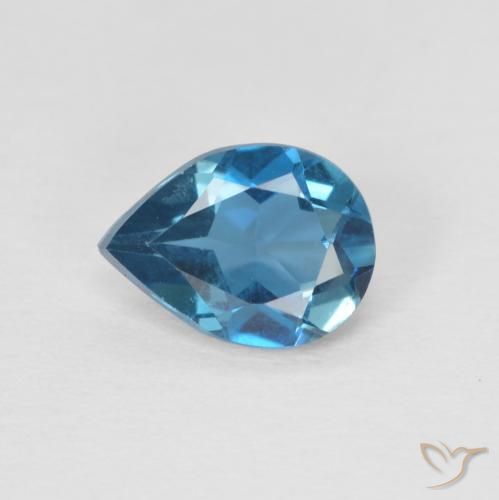0.80ct Naturel Bleu Londres Topaze, En forme de poire, VVS