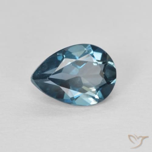 Topaze Bleu Londres naturelle En forme de poire, 0.88 ct, VVS