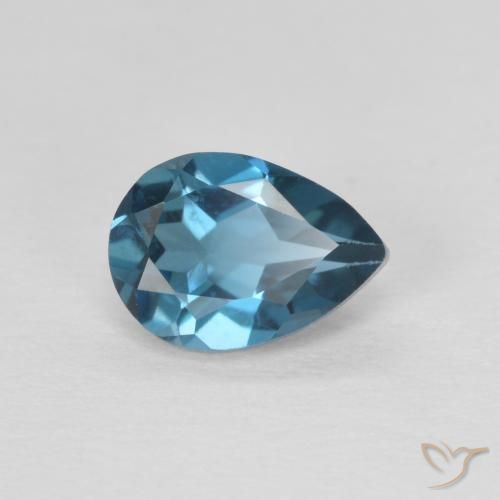 Topaze Bleu Londres naturelle En forme de poire, 0.88 ct, VVS