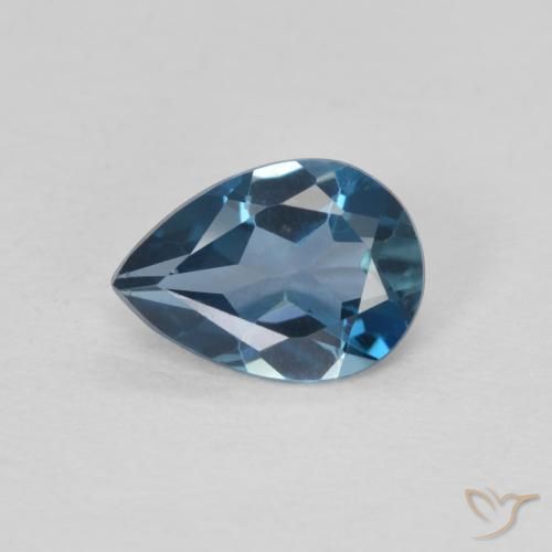 0.75ct Naturel Bleu Londres Topaze, En forme de poire, VVS-VS