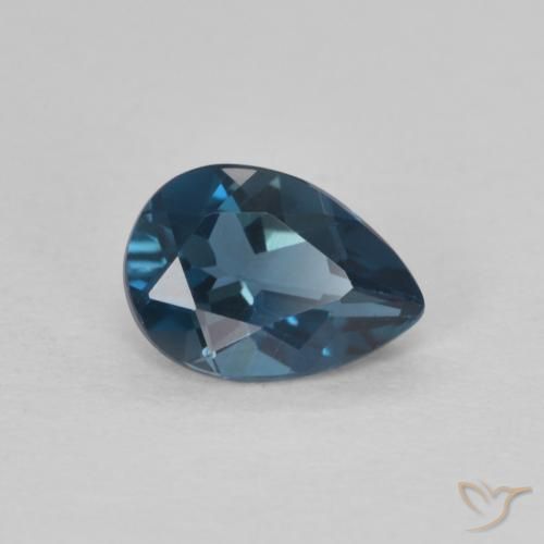 Topaze Bleu Londres naturelle En forme de poire, 0.86 ct, VVS-VS
