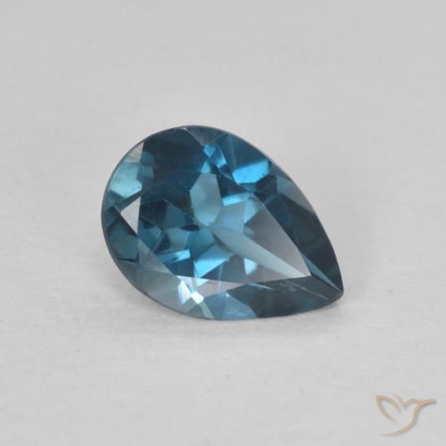 Topaze Bleu Londres naturelle En forme de poire, 0.78 ct, VS