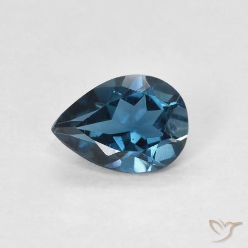 Topaze Bleu Londres naturelle En forme de poire, 0.75 ct, VVS-VS