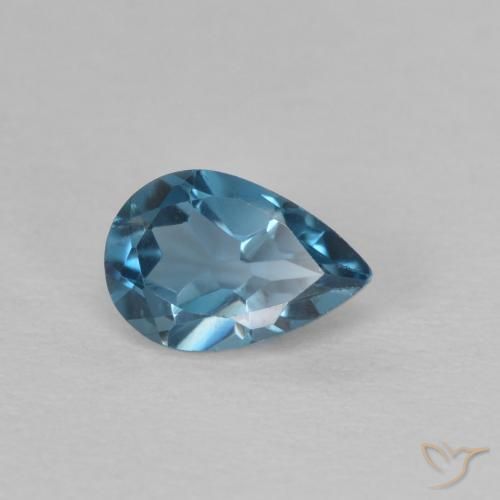 Topaze Bleu Londres naturelle En forme de poire, 0.54 ct, VVS
