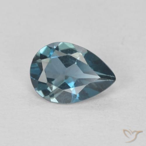 Topaze Bleu Londres naturelle En forme de poire, 0.69 ct, VVS-VS
