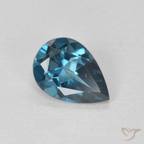 Topaze Bleu Londres naturelle En forme de poire, 0.74 ct, VVS-VS