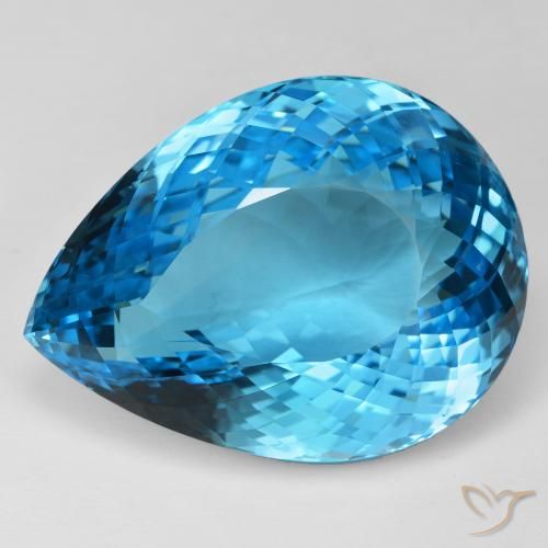 Topaze Bleu Suisse naturelle En forme de poire, 155.42 ct, IF