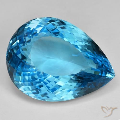 Topaze Bleu Suisse naturelle En forme de poire, 155.42 ct, IF