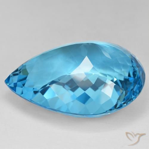 Topaze Bleu Suisse naturelle En forme de poire, 155.42 ct, IF
