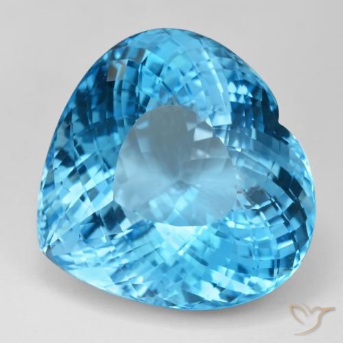 126.78ct Naturel Bleu Suisse Topaze, Cœur, IF