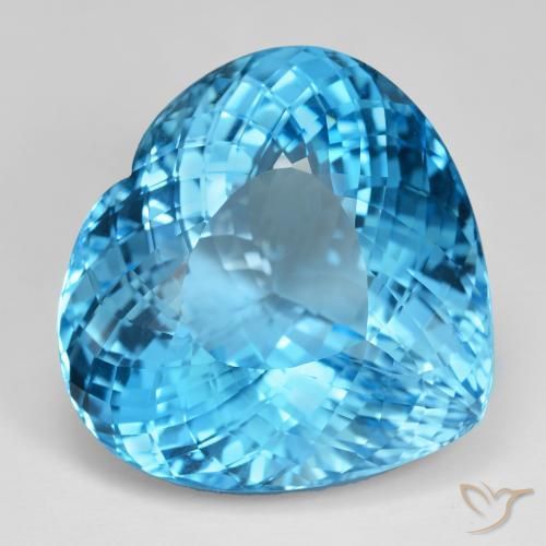 Topaze Bleu Suisse naturelle Cœur, 126.78 ct, IF